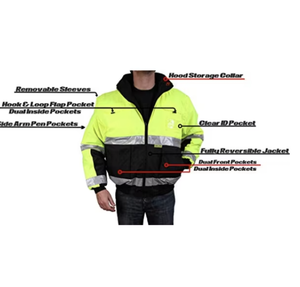 เสื้อผ้านิรภัยสะท้อนแสง EN ISO 20471ระดับมาตรฐานป้องกันแขนถอดได้กันน้ำได้รับการออกแบบจากจีน - Product Image 3