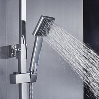 Ensemble de douche à effet pluie de style européen avec pommeau carré, barre coulissante, mitigeur mural à poignée unique