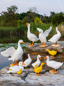 งานฝีมือเรซิ่นเพื่อการศึกษาสำหรับเด็ก รูปแบบสัตว์จำลองเป็ดสีเหลืองขาว ของเล่นจำลองสัตว์ปีก สำหรับตกแต่ง<span class=keywords><strong>ฉาก</strong></span>ฟาร์มทางวิทยาศาสตร์ น่ารัก - Product Image 2