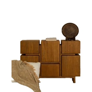 Wabi Sabi Style Solid Wood <b>Sideboard</b> 110x38x91 Cm Storage Living Room Cabinet Japanese Retro Design Tea Cabinet - Product Image 5
