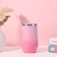 Gobelet à vin en acier inoxydable avec dégradé de paillettes, design moderne et minimaliste, en forme d'œuf, pour les voyages, le café, la bière, avec couvercle, logo personnalisé