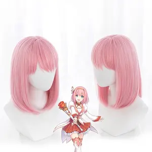 All'ingrosso Princess Connect Re:Dive Anime Peluca 35cm Short Straight Pink Kusano Yui parrucca sintetica Anime Cosplay Costume parrucche