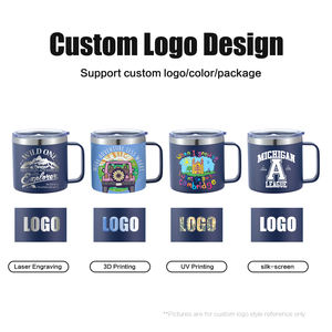 Набор портативных термокружек для кофе объемом 14 унций с ручкой, настраиваемых под заказ, для использования на улице, ODM, цвет «голубой», для кемпинга - Product Image 2