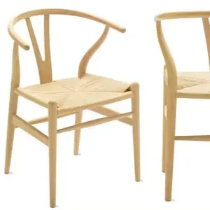 مقعد لغرفة الطعام على شكل wishbone بتصميم إسكندنافي مصنوع من خشب البلوط والرماد الخشبي الصلب على شكل حرف Y