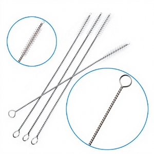 Juego de cepillos de limpieza de pajitas metálicas simples con cerdas de nailon para accesorios de bar - Product Image 3