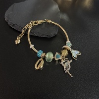 Accessoires : Bracelet à breloques en chaîne serpent dorée, queue de sirène ballerine, coquillage cauris, bracelet perlé DIY, bijoux de danse tendance pour filles