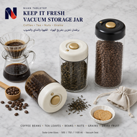 Pot en verre sous vide pour le stockage des grains de café, hermétique, avec couvercle noir et blanc, 500 ml, 750 ml, 1100 ml, cuisine, garde-manger