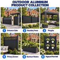 Solution complète en aluminium pour villas classiques : Clôture à persiennes, Portail, Pergola, Brise-vue, Jardinières et Mur végétal en panneaux perforés