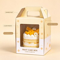 Boîte à gâteau écologique avec poignée et fenêtre transparente, en papier recyclable, pour desserts, mousses et emballages à emporter pour boulangerie