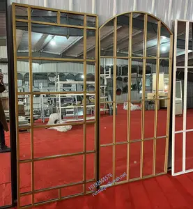 wholesale 80x180 90x180cm large black metal framed mirror iron window view mirror for wall lean and gold floor dressing mirror
