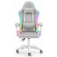 Livraison gratuite Nouvelle chaise de bureau colorée avec éclairage LED Chaise Gamer professionnelle E-sports Gris Blanc Tissu RGB LED Chaise de jeu