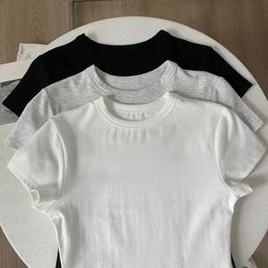 Camisetas de Algodón de Verano para Mujer Estilo BM, Tops de Manga Corta con Cuello Redondo, Color Sólido con Estampado, Capa Base Ajustada, Talla XL para Damas - Product Image 4