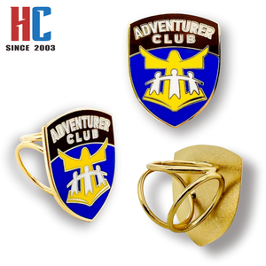 Anillo de metal esmaltado chapado en oro moderno, personalizado de fábrica con 20 años de experiencia, para clubes NAD Adventurer, Pathfinder y Adventistas, con deslizador para bufanda - Product Image 2