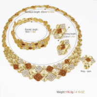 Ensemble de bijoux africains de luxe pour femmes, 4 pièces, style Dubaï, Nigéria, pour mariage ou fête, plaqué or 18 carats