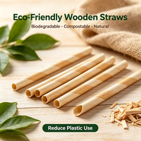 Pajitas de Madera Ecológicas, Pajitas Desechables de Tamaño Personalizado, Biodegradables, Venta al por Mayor, Fábrica OEM