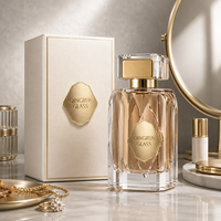 Vente flash - Flacon de parfum carré transparent recyclable avec logo personnalisé, flacon de parfum en verre vide avec bouchon doré et boîte personnalisée