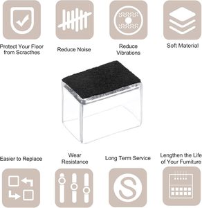 Protections de pieds de chaise en silicone haute transparence avec housses en feutre pour sols en bois dur - Product Image 3