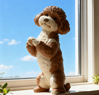 Offre Spéciale Statue de chien mendiant mignon personnalisé OEM, peint à la main, décoration de jardin extérieur pour chemin de cour, sculpture animale réaliste