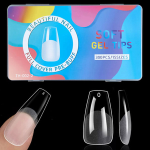 300 capsules d'<span class=keywords><strong>ongles</strong></span> en gel souple transparent semi-mat, couvrance totale, pour extensions, formes amande, cercueil et faux <span class=keywords><strong>ongles</strong></span> courts - Product Image 2