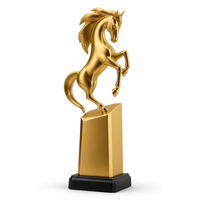 Collection de Plaques de Trophées Dorés pour Cérémonies de Remise de Prix, en Métal et Cristal, avec Motifs Cheval, Ruban, Ailes, Étoile, Gravure Portable et Impression UV