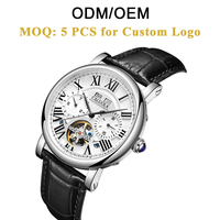 Montre mécanique automatique Caluola OEM/ODM, boîtier en acier inoxydable, bracelet de 22 mm, résistante à l'eau, cadran analogique, calendrier, verre saphir