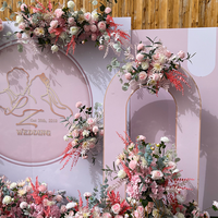 Personnalisez la fleur artificielle de mariage rose, ensemble d'arrangement floral rose vif de chemin de fleur de rangée de décoration de mariage