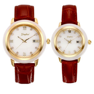 Reloj de Jade Hetian de Lujo para Hombre y Mujer, Correa de Cuero, Movimiento de Cuarzo Japonés, Reloj de Pareja - Product Image 6