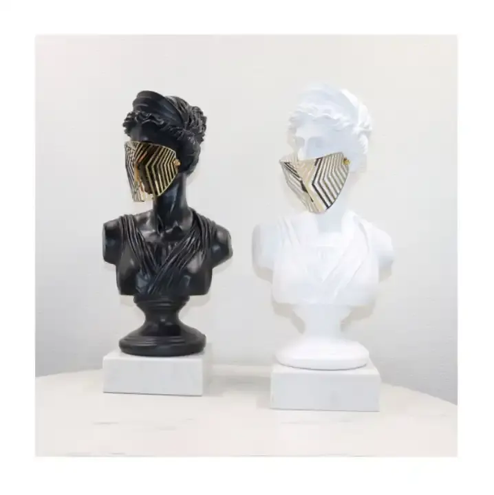 Rein artigianali Pop Art in fibra di vetro mitologia greca decorazioni David Venus w. Maschera busto figurina statua scultura Venus busto statua