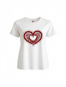 T-Shirt da Donna per San Valentino, Manica Corta, Collo Tondo, Stampa Cuore e Animali, Top Casual alla Moda, 100% Cotone Jersey, Stile Invernale - Product Image 1