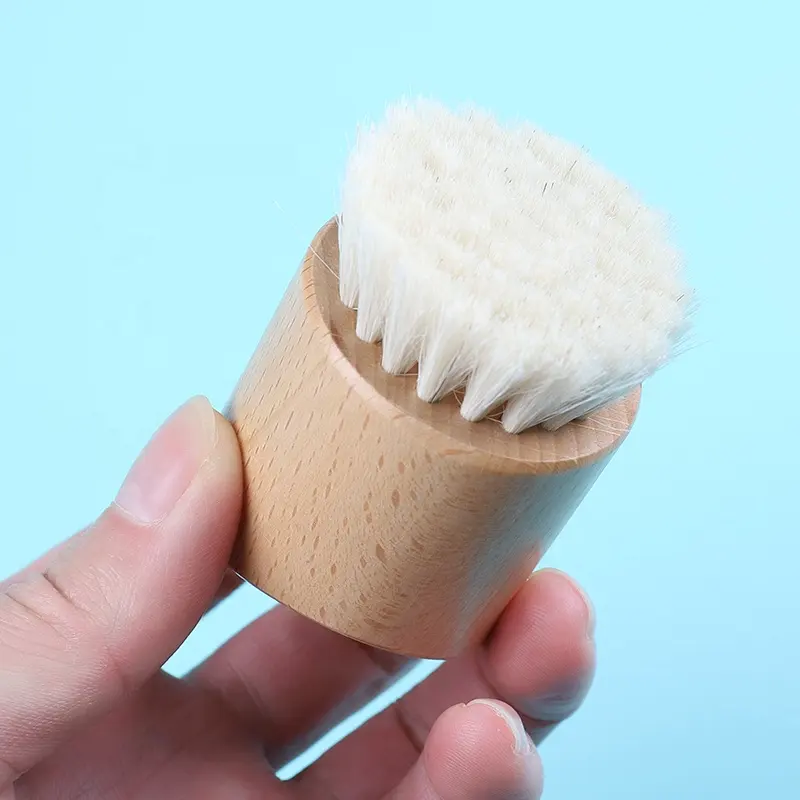 Toptan süper yumuşak keçi saç yüz temizleme fırçası Mini yüz temizleme fırçası kuru fırça