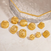 Boucles d'oreilles clous texturées vintage SUMMLY en acier inoxydable plaqué or 18 carats, géométriques et épaisses, pour femmes, bijoux de mode, vente en gros