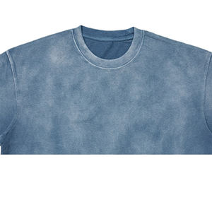 Camiseta con aro Unisex azul claro Retro personalizada, camiseta informal recortada de gran tamaño para hombres <span class=keywords><strong>y</strong></span> mujeres, estilo liso lavado - Product Image 5