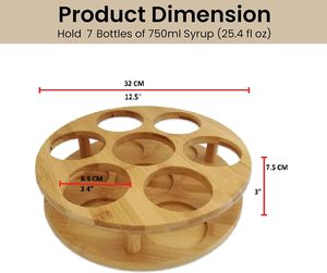 7 bouteilles bambou rotatif café sirop organisateur en bois paresseux Susan sirop <span class=keywords><strong>porte</strong></span>-<span class=keywords><strong>bouteille</strong></span> pour épices emballé dans une boîte - Product Image 4