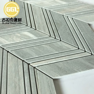 Carreaux de mosaïque en marbre <span class=keywords><strong>bleu</strong></span> Palissandro en forme d'arête de poisson poli pour mur et sol de villa d'hôtel - Product Image 4