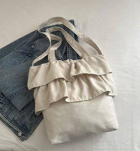 Bolso de compras de lona, gamuza y satén con volantes, estilo francés a la moda, para niñas, primavera y verano - Product Image 2