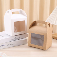 Boîte cadeau en papier kraft de taille personnalisable avec fenêtre transparente en PVC et poignée en corde pour l'emballage de tasses en céramique