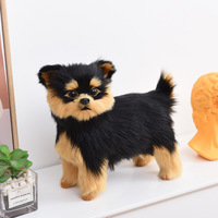Jouets en peluche de chien Yorkshire Terrier en fourrure synthétique faits à la main, artisanat, taille réelle, statues de Yorkshire pour l'extérieur, la maison et le jardin