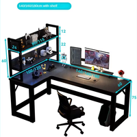 Bureau d'angle pour ordinateur de bureau avec design en forme de L et étagère pour le jeu et le travail