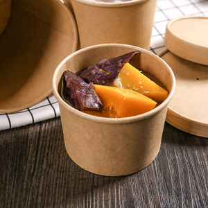 Tùy chỉnh dùng một lần Trắng Kraft mì salad Bát súp xô lò vi sóng bát với nắp sinh thái thân thiện bao bì thực phẩm - Product Image 4