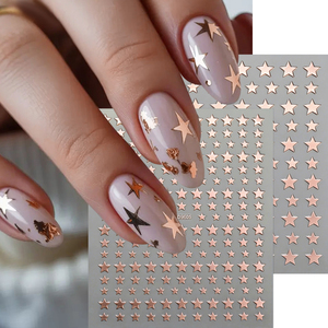 6 autocollants 3D pour ongles, motif étoile dorée champagne, style Y2K, brillants, pentagramme, lettres autocollantes pour ongles - Product Image 2