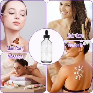 Flacon compte-gouttes rond en verre transparent de 4 oz, résistant aux enfants, avec pipette, 22 mm 22-400, pour nettoyant visage, mascara, cosmétiques - Product Image 6