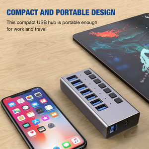 7 Cổng 3.0 Nút Chuyển Đổi USB <span class=keywords><strong>Hub</strong></span> 36W 12V 3A Truyền Dữ Liệu Loại C Nhôm Có Thể Chuyển Đổi Docking Station Cho Máy Tính Bảng Máy Tính Xách Tay - Product Image 4