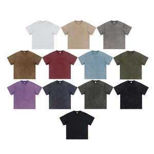 Camiseta de hombro caído de peso pesado en blanco de alta calidad, camiseta Vintage de gran tamaño con impresión personalizada, logotipo gráfico, camiseta de lavado ácido - Product Image 3