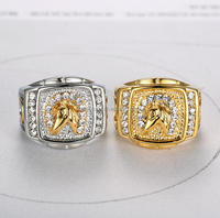 Bague pour homme tendance en acier inoxydable plaqué or avec tête de cheval et diamants, tailles 7-15, bijoux fins en or et argent pour homme