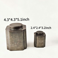 Boîte à thé vintage grise personnalisée, conteneur scellé pour poudre de café, boîte en étain