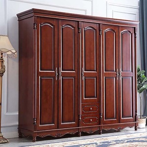 Hot bán New Mỹ Retro rắn gỗ tủ quần áo lớn với 2 ngăn kéo & 2 kệ có thể điều chỉnh phòng khách phòng ngủ tủ MDF cửa - Product Image 3