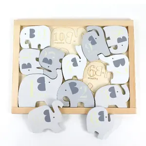 Casse-tête éléphant 3D en bois 12 pièces Montessori pour enfants