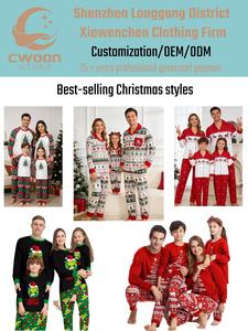 Pijamas de Natal para Família, Conjuntos de Pijamas em Família, Pijamas em Xadrez Vermelho Escuro com Estampa de Rena - Product Image 4
