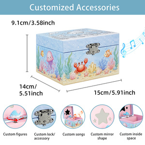 Boîte à musique océanique à colorier soi-même - Créez votre propre boîte à musique avec un dauphin rotatif, activité artistique, cadeau pour enfants, filles <span class=keywords><strong>et</strong></span> garçons - Product Image 4