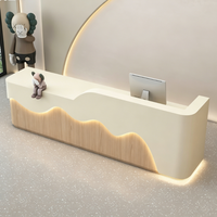 Comptoir de réception personnalisé ondulé et cannelé avec éclairage LED pour salon de beauté, spa, hôtel, bureau – Mobilier de réception